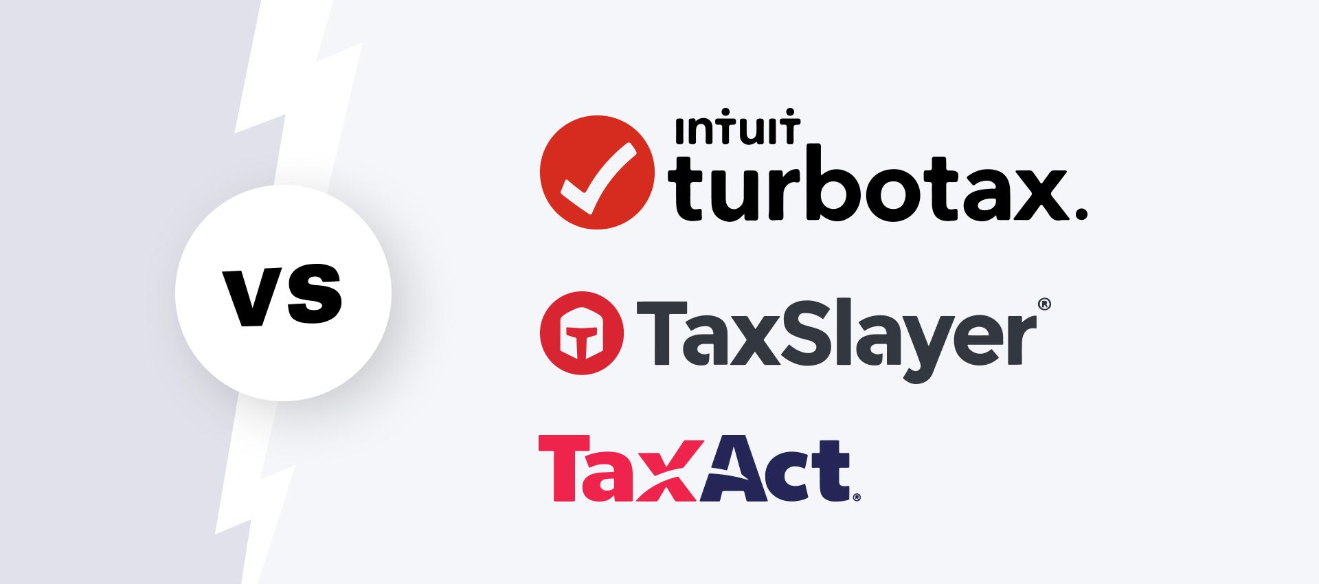 Taxact vs. TurboTax vs. Taxslayer logos
